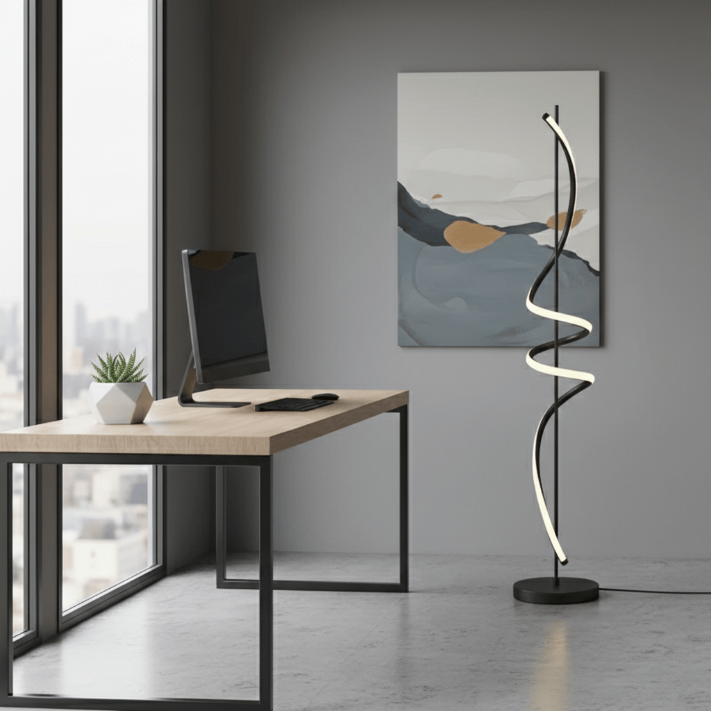 LampeHub Lampadaire Chambre Blanc en spirale