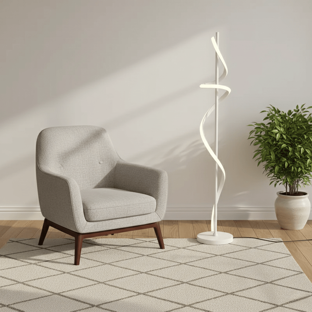 LampeHub Lampadaire Chambre Blanc en spirale