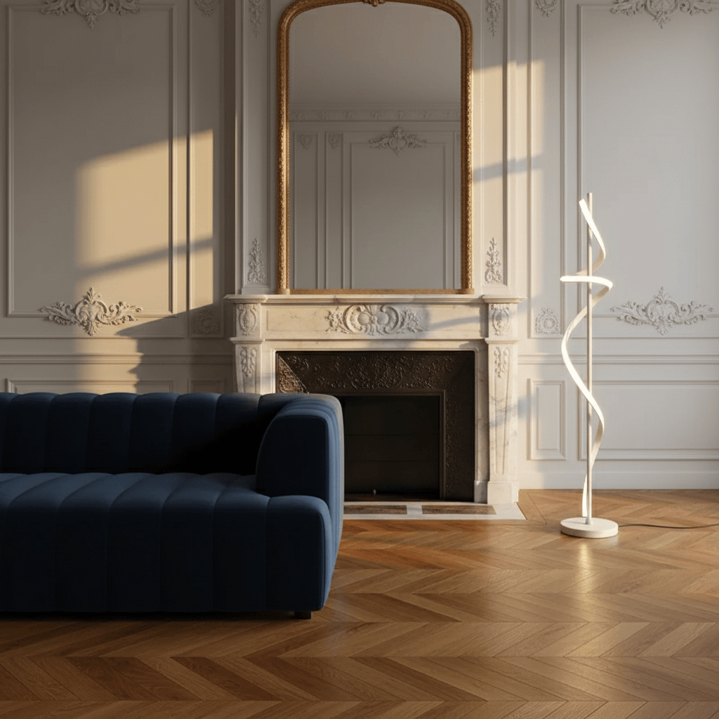 LampeHub Lampadaire Chambre Blanc en spirale