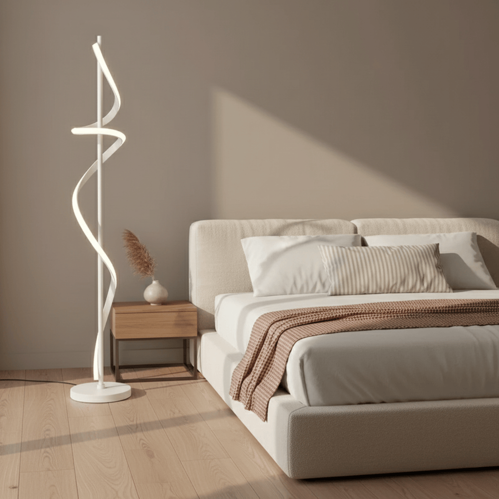 LampeHub Lampadaire Chambre Blanc en spirale