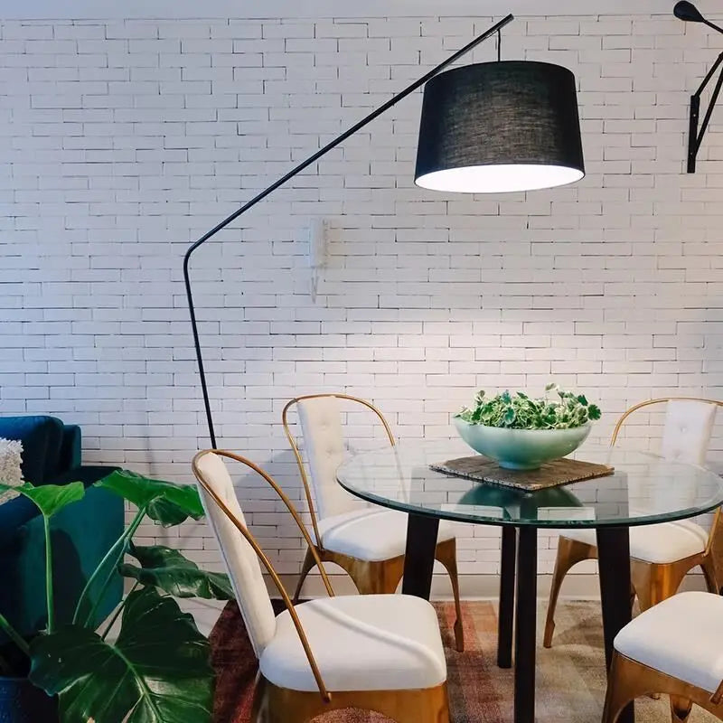 LampeHub Lampadaire Design Noir avec Abat-jour