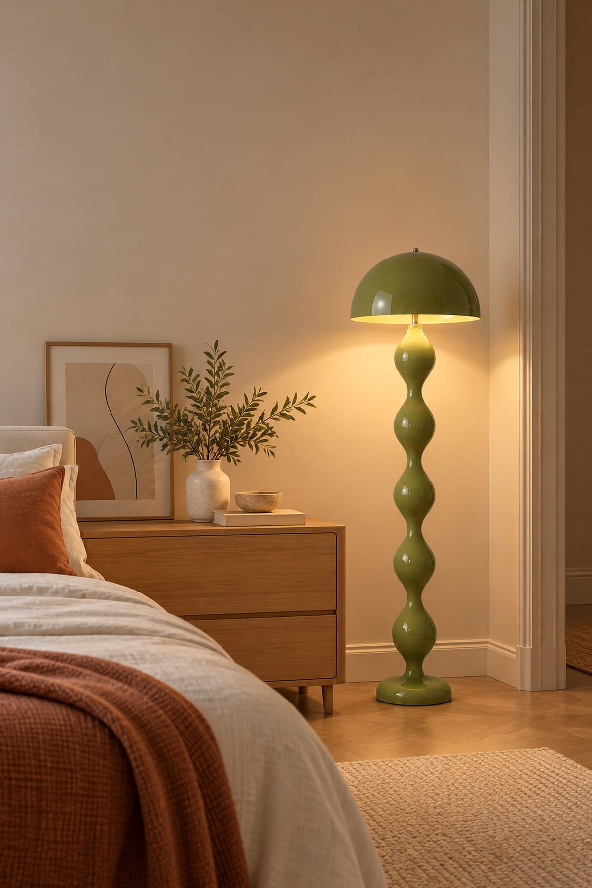 LampeHub Lampadaire Lampadaire Bauhaus Champignon – Pied Ondulé Coloré
