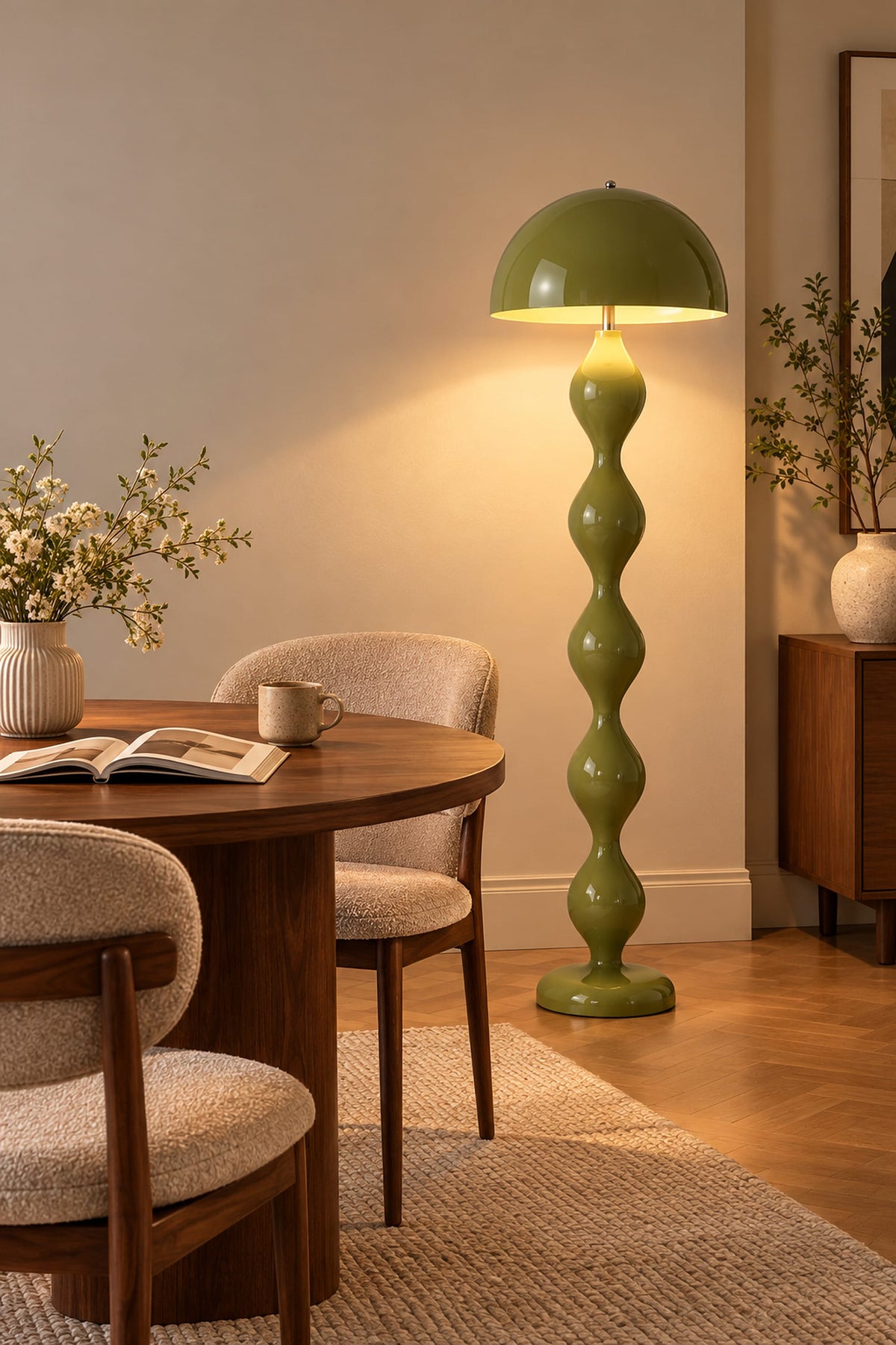 LampeHub Lampadaire Lampadaire Bauhaus Champignon – Pied Ondulé Coloré