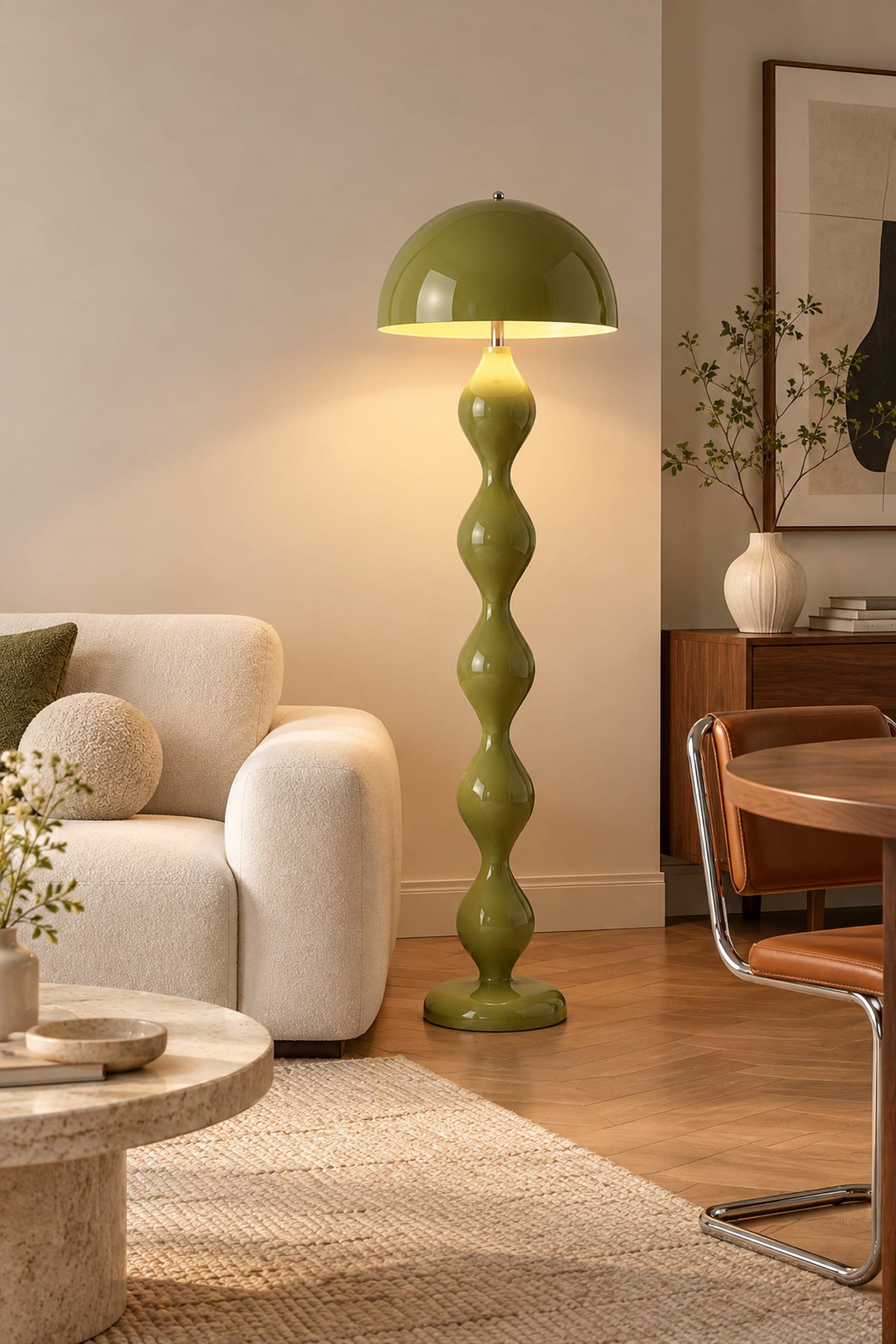 LampeHub Lampadaire Lampadaire Bauhaus Champignon – Pied Ondulé Coloré