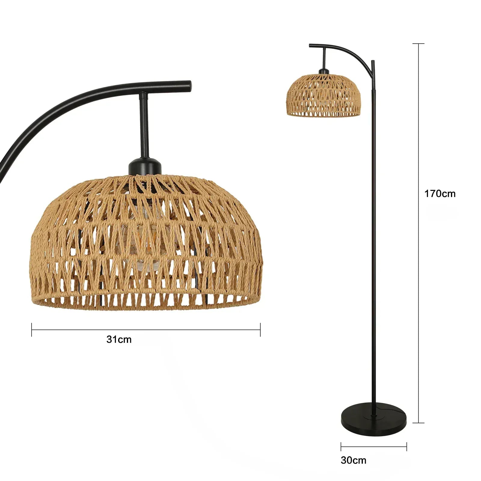 LampeHub Lampadaire Rotin Salon Image