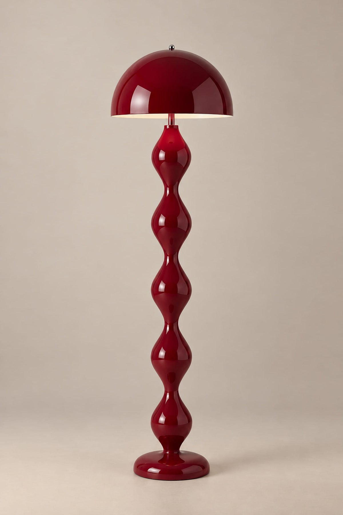 LampeHub Lampadaire Rouge / Blanc chaud / Prise EU Lampadaire Bauhaus Champignon – Pied Ondulé Coloré