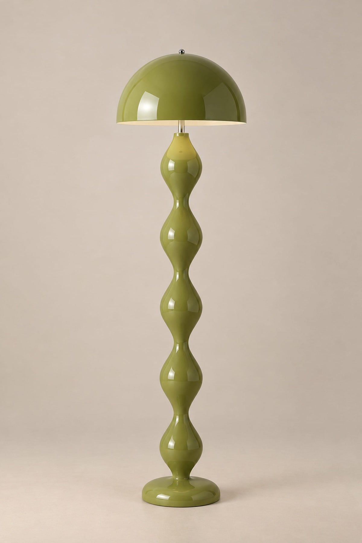 LampeHub Lampadaire Vert olive / Blanc chaud / Prise EU Lampadaire Bauhaus Champignon – Pied Ondulé Coloré