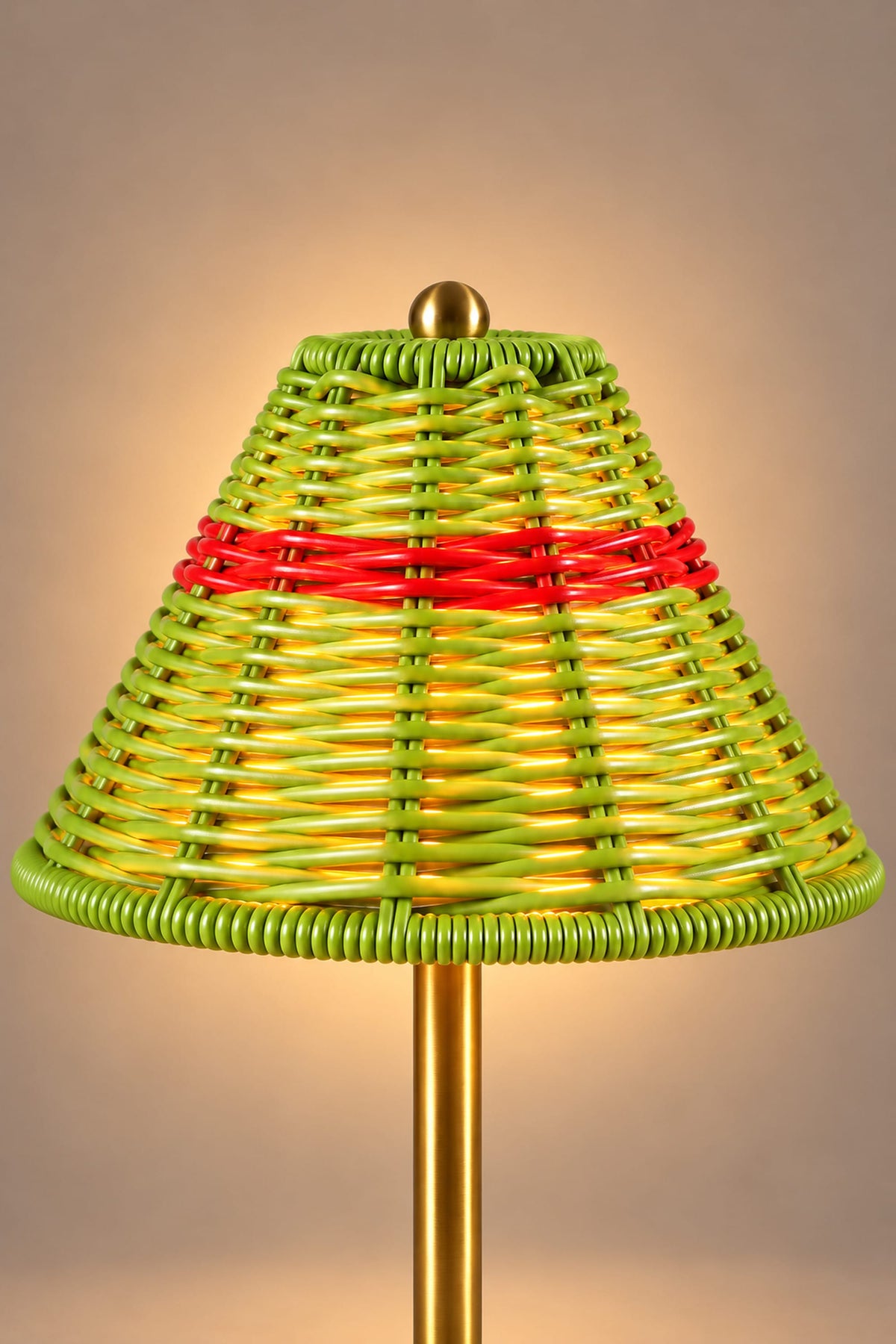 LampeHub Lampe à poser Lampe Rotin Sans Fil Rechargeable – Pied Doré