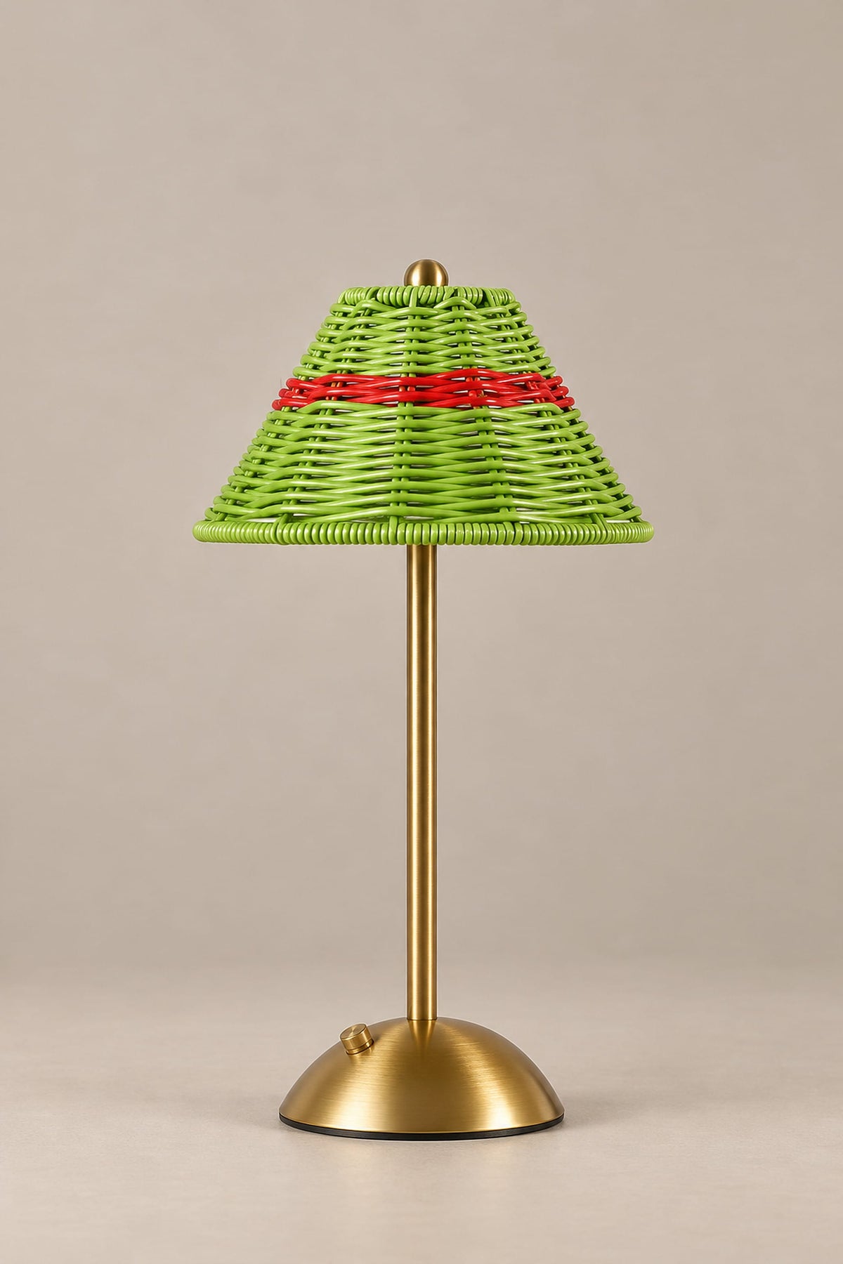 LampeHub Lampe à poser Vert / Unique / Rechargeable USB Lampe Rotin Sans Fil Rechargeable – Pied Doré