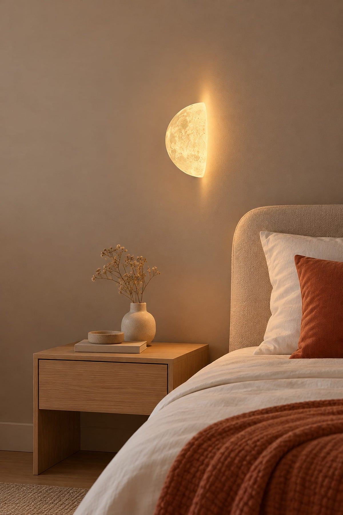 LampeHub Lampe Applique Bauhaus Demi-Lune – Lumière Murale Lunaire LED