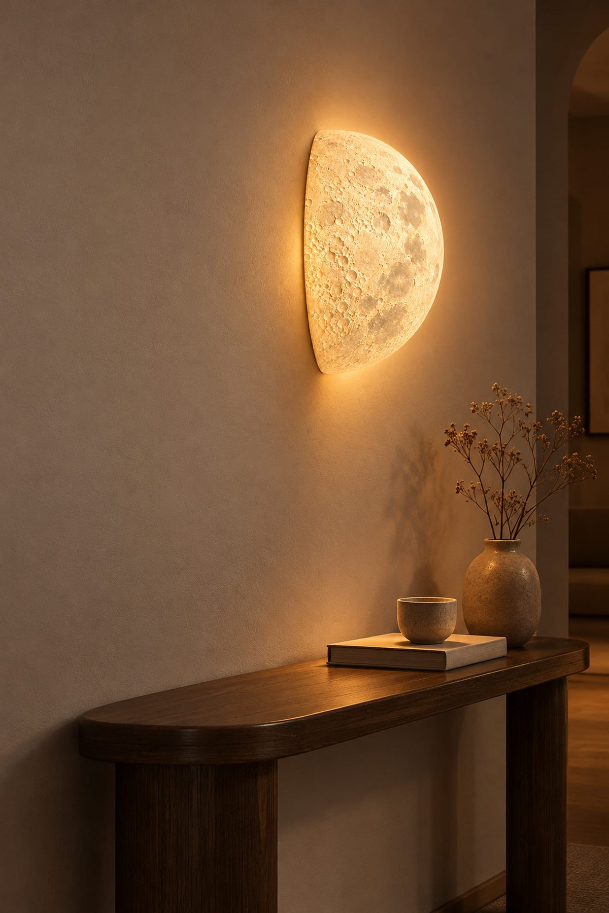 LampeHub Lampe Applique Bauhaus Demi-Lune – Lumière Murale Lunaire LED
