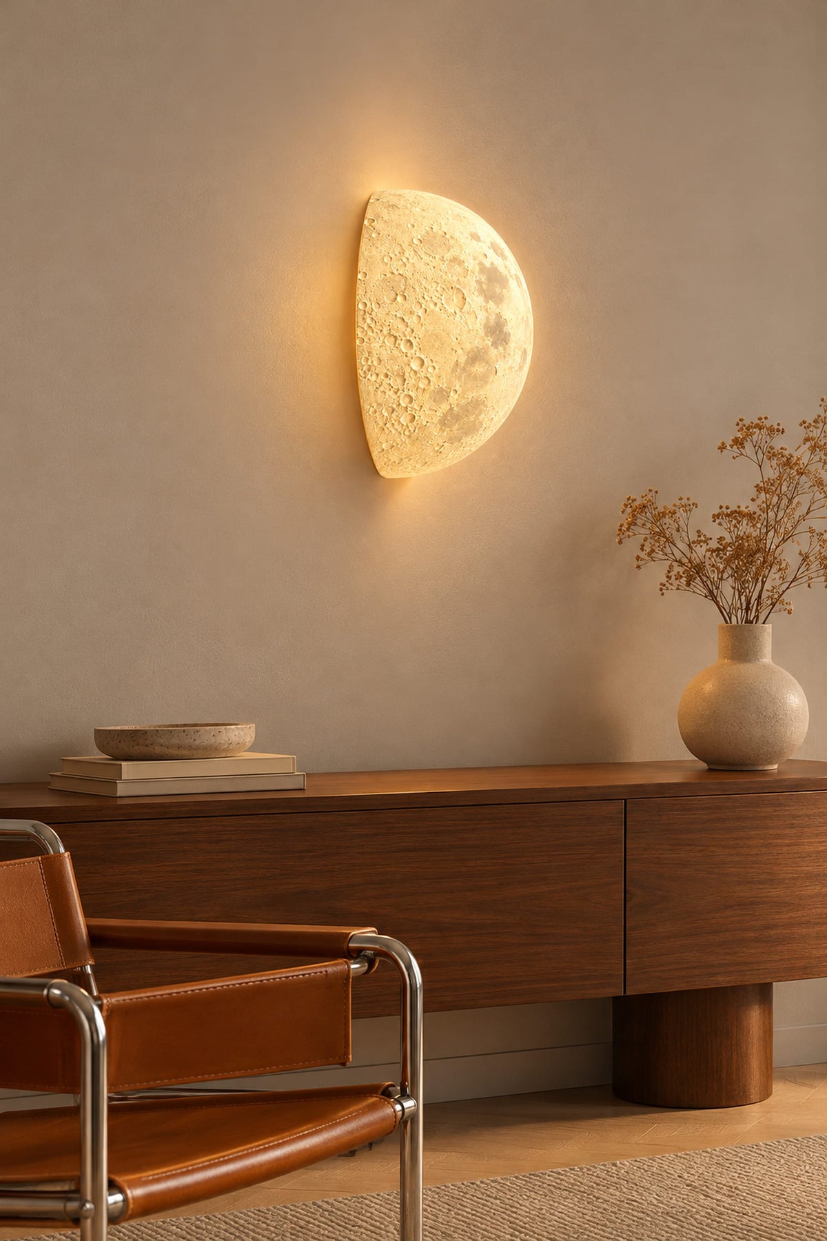 LampeHub Lampe Applique Bauhaus Demi-Lune – Lumière Murale Lunaire LED