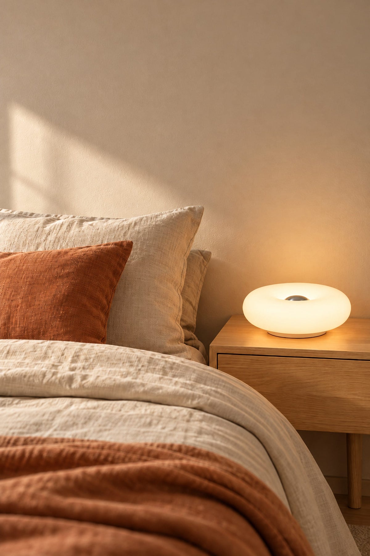 LampeHub Lampe Bauhaus Donut Blanche – Lampe de Chevet Tactile