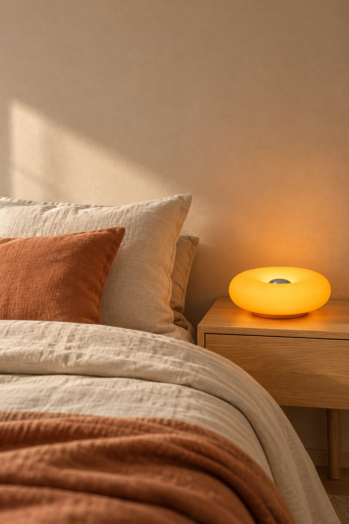 LampeHub Lampe Bauhaus Donut Orange – Lampe de Chevet Tactile