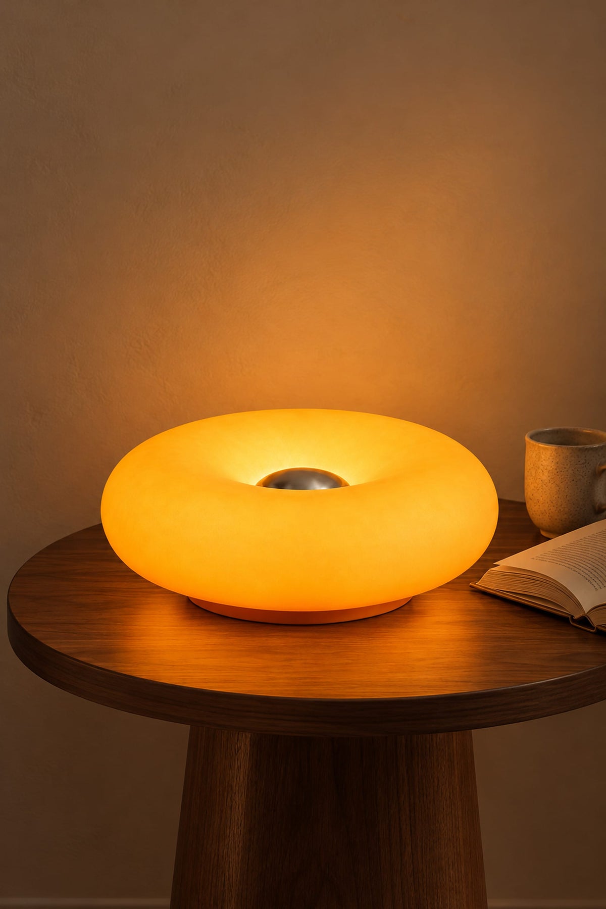 LampeHub Lampe Bauhaus Donut Orange – Lampe de Chevet Tactile