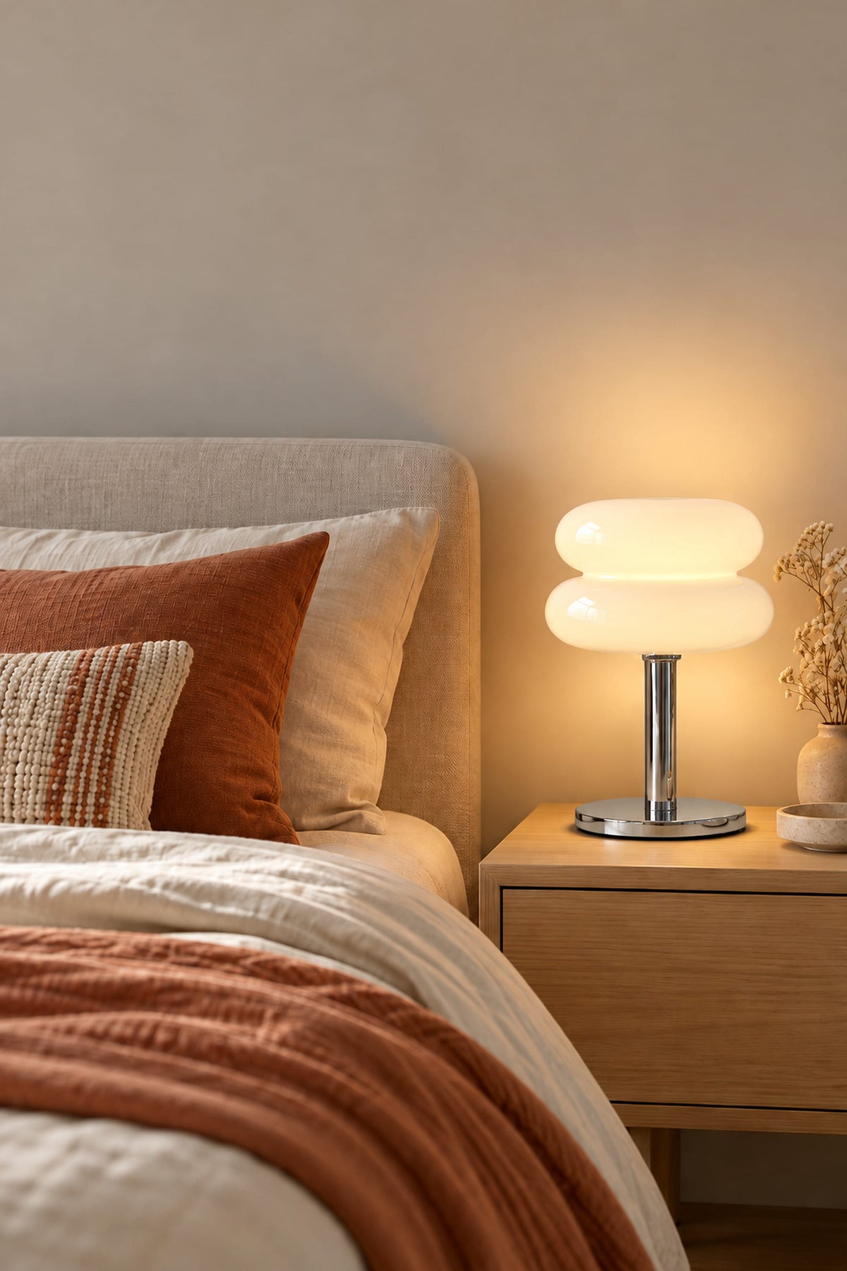 LampeHub Lampe Bauhaus Verre Blanc – Lampe de Chevet Rétro