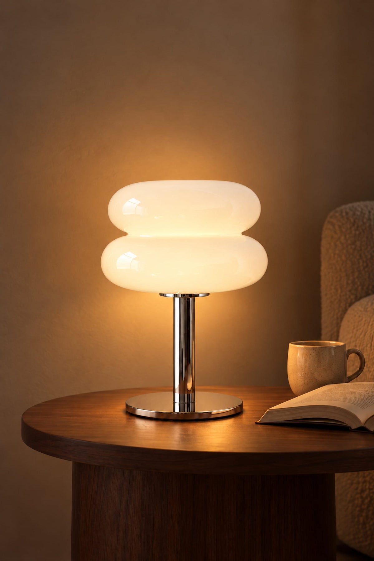 LampeHub Lampe Bauhaus Verre Blanc – Lampe de Chevet Rétro