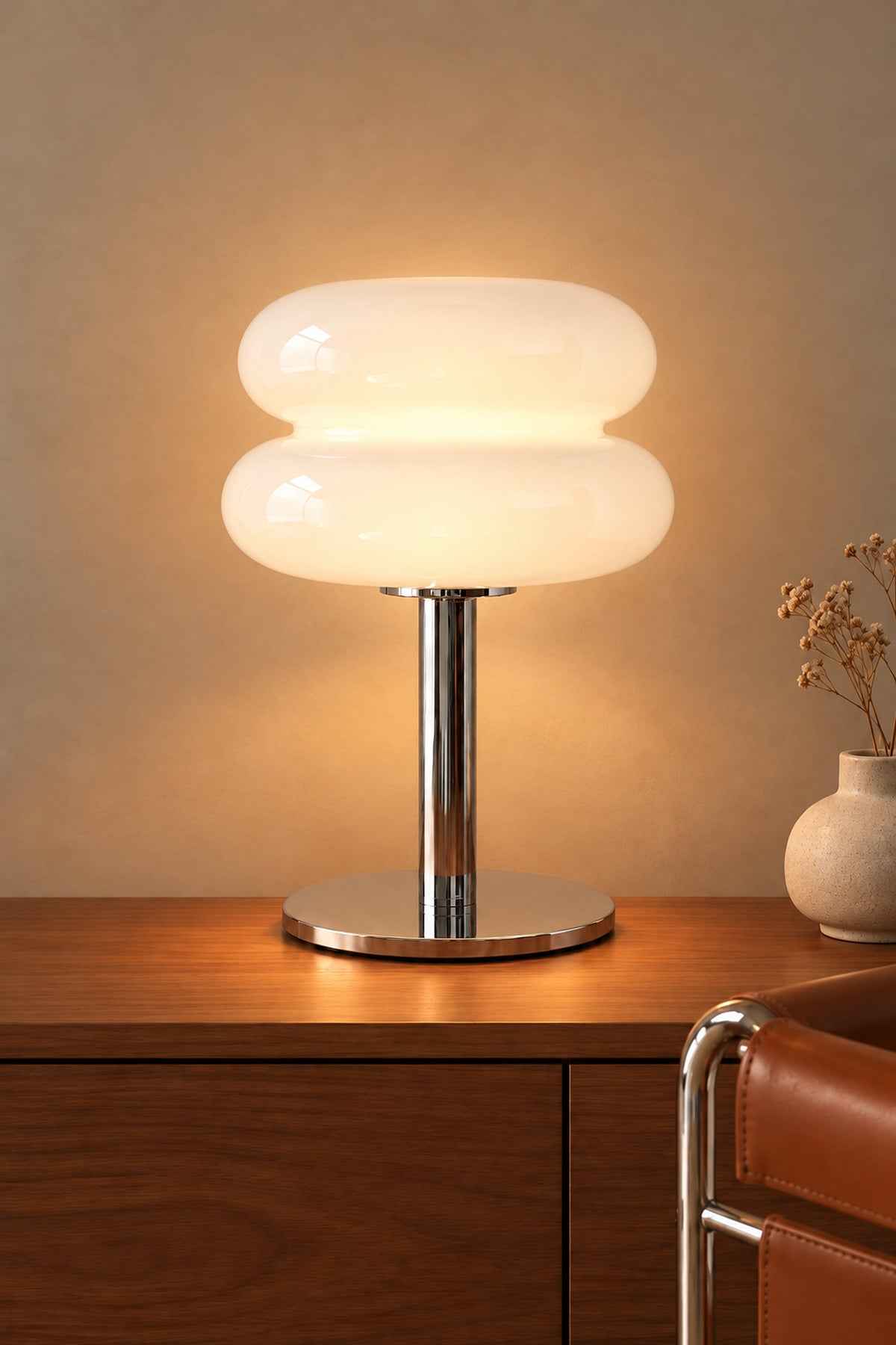 LampeHub Lampe Bauhaus Verre Blanc – Lampe de Chevet Rétro
