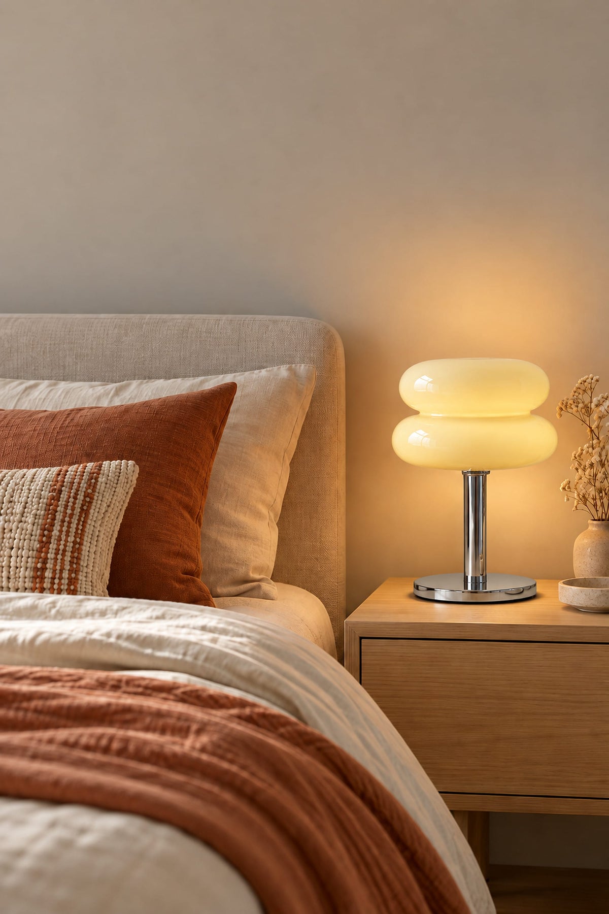 LampeHub Lampe Bauhaus Verre Crème – Lampe de Chevet Rétro
