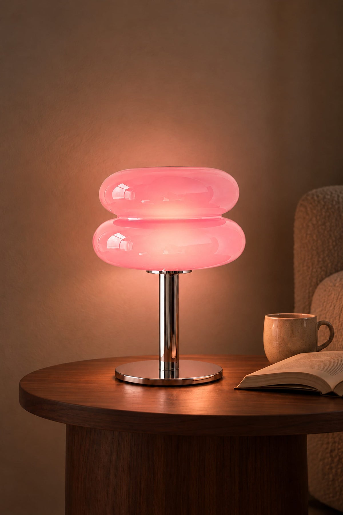 LampeHub Lampe Bauhaus Verre Rose – Lampe de Chevet Rétro