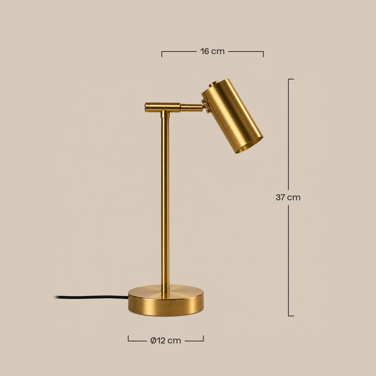 Dimensions – Lampe de Chevet Lecture Dorée – Spot Design