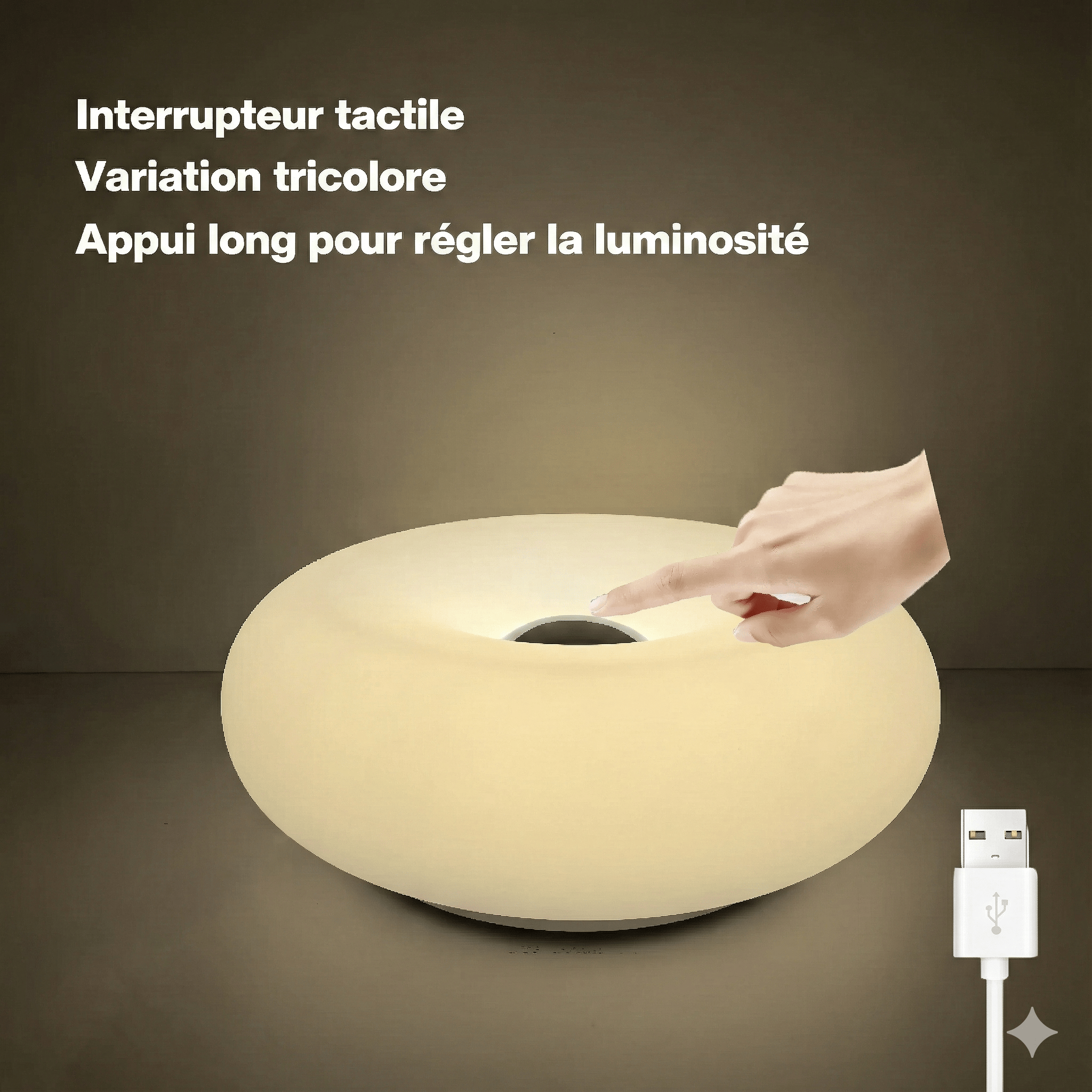 LampeHub Lampe de chevet Champignon Tactile Blanche