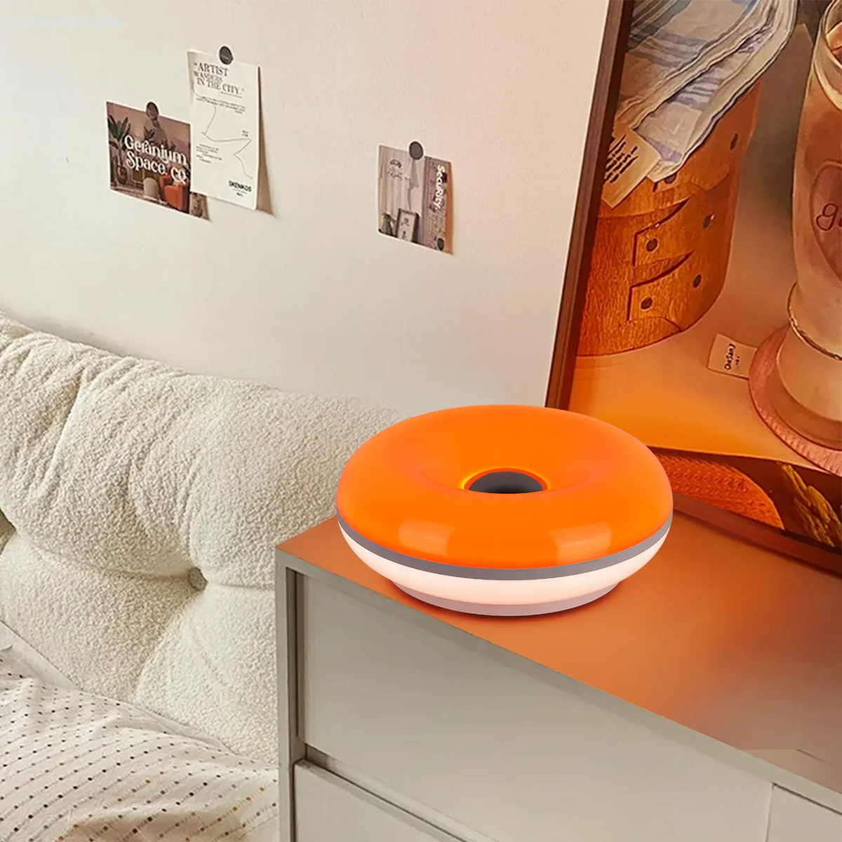 LampeHub Lampe de chevet Champignon Tactile Orange