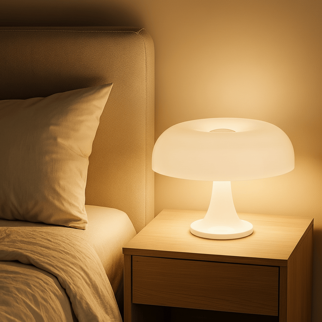 LampeHub Lampe de chevet Design Champignon Blanc