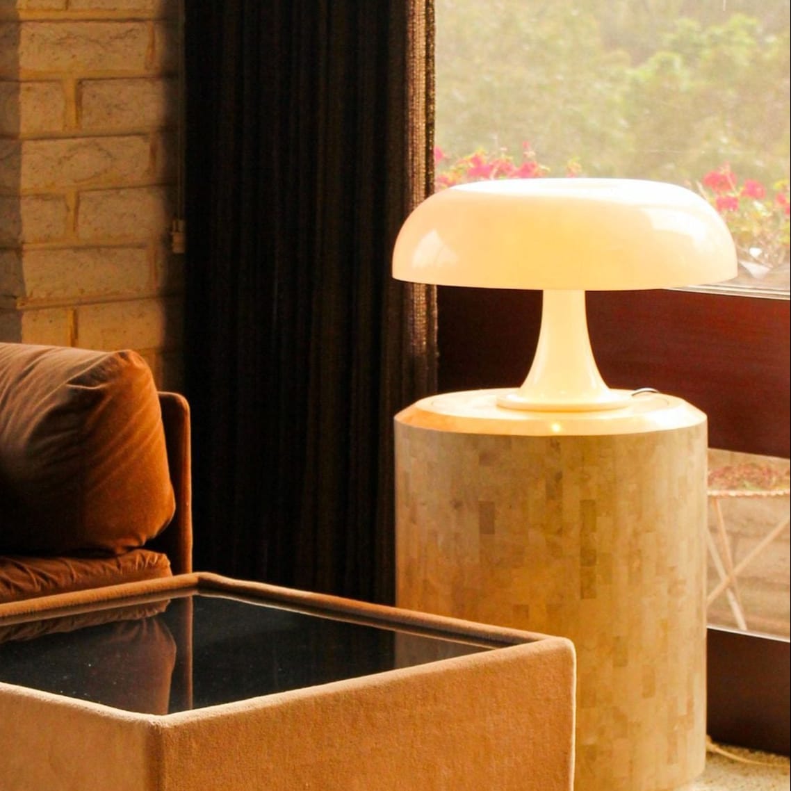 LampeHub Lampe de chevet Design Champignon Nessino Blanc