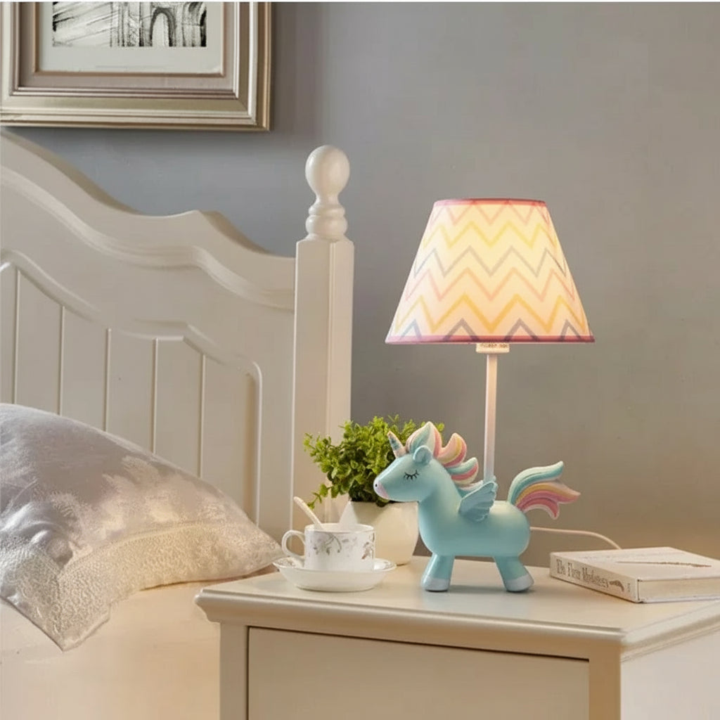 LampeHub Lampe de chevet Enfant Licorne Bleu
