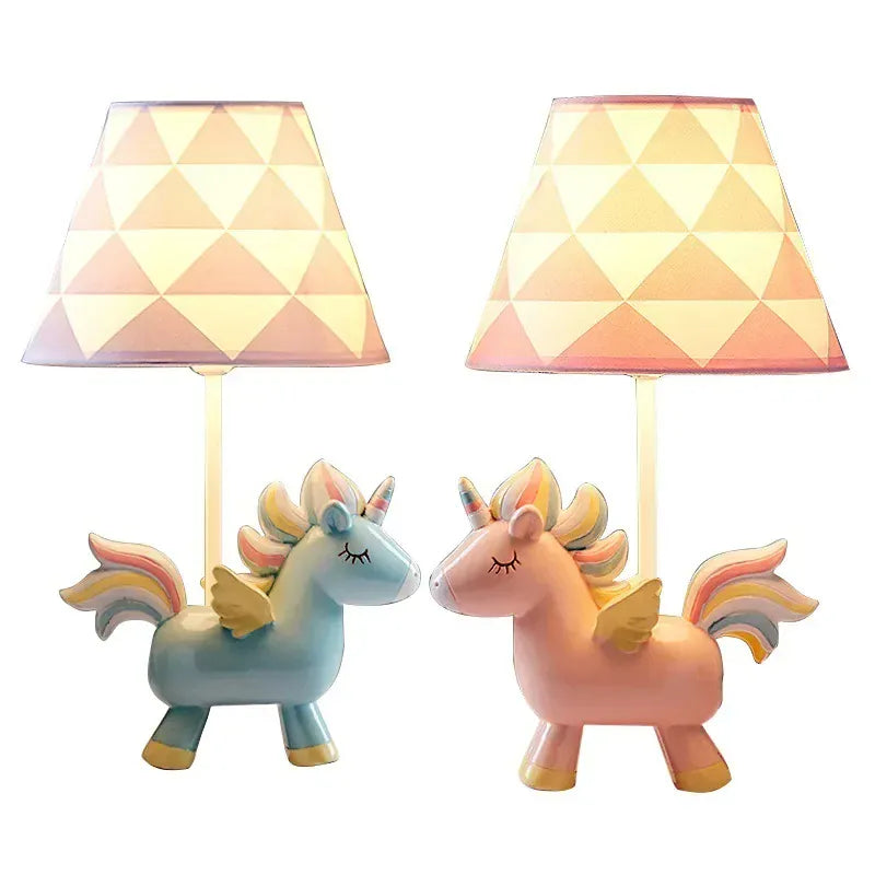 LampeHub Lampe de chevet Enfant Licorne Bleu
