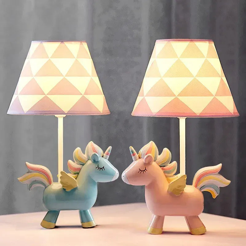 LampeHub Lampe de chevet Enfant Licorne Bleu