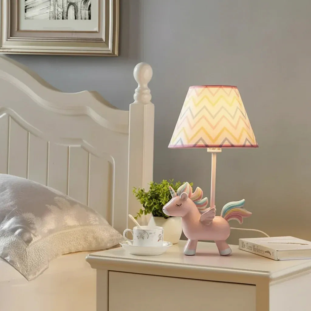 LampeHub Lampe de chevet Enfant Licorne Rose