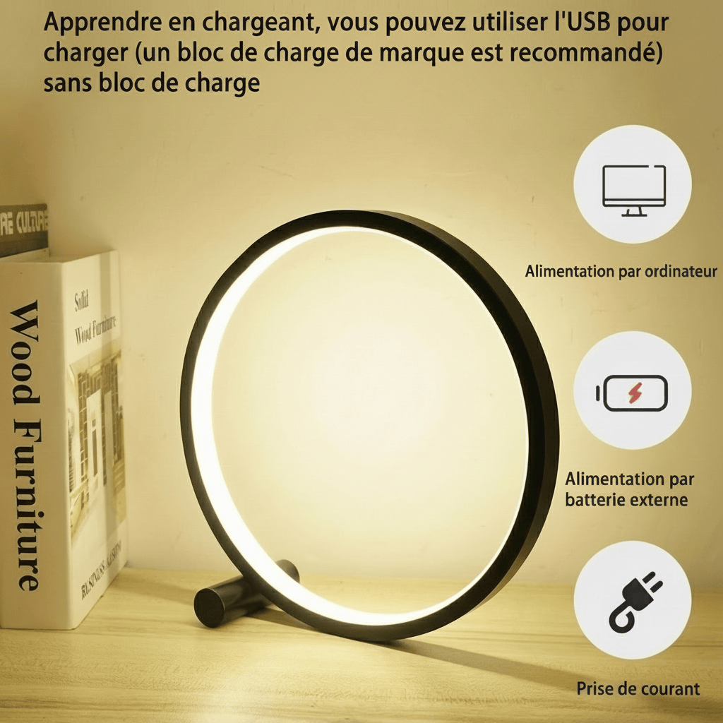 LampeHub Lampe de chevet Ronde Noir