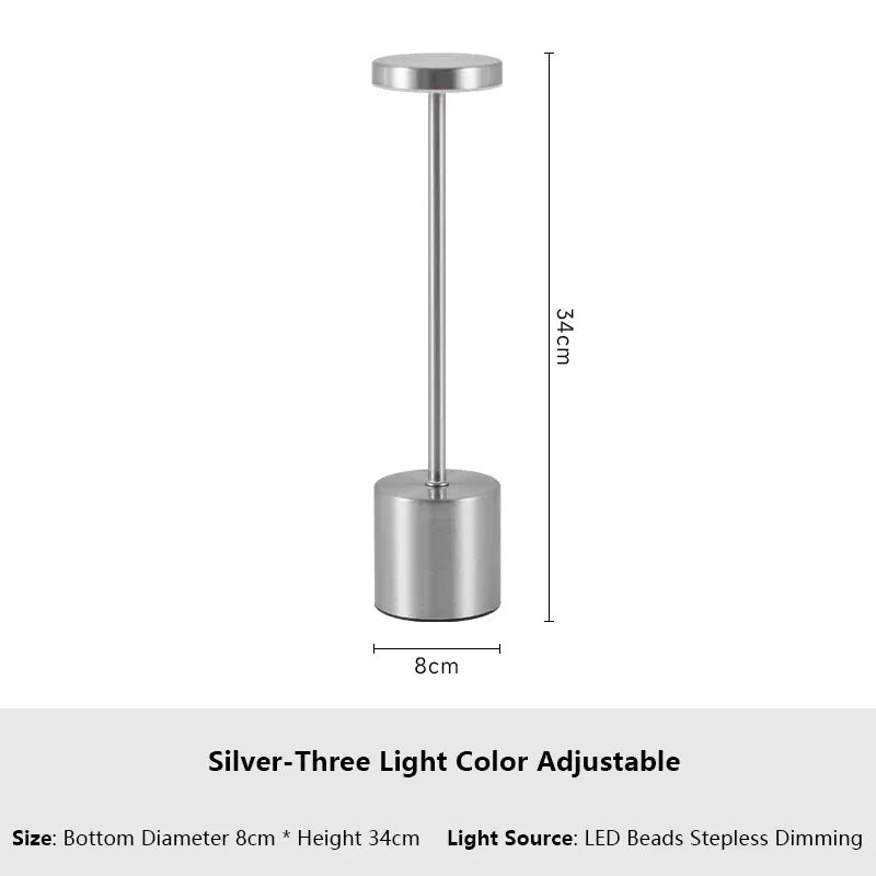 LampeHub Lampe de chevet Tactile Sans-fil Argent