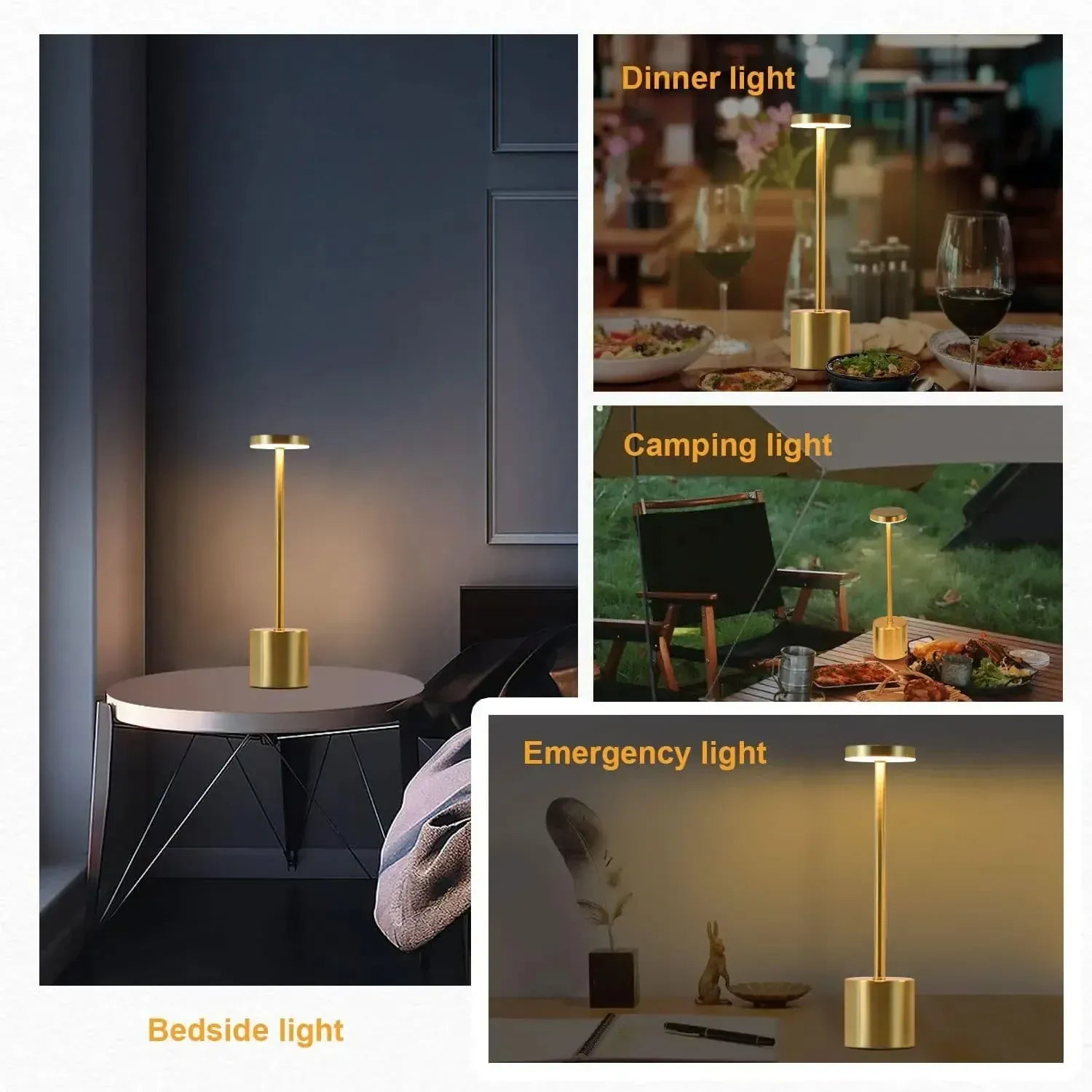 LampeHub Lampe de chevet Tactile Sans-fil Argent