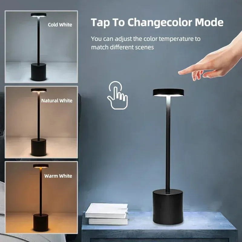 LampeHub Lampe de chevet Tactile Sans-fil Argent
