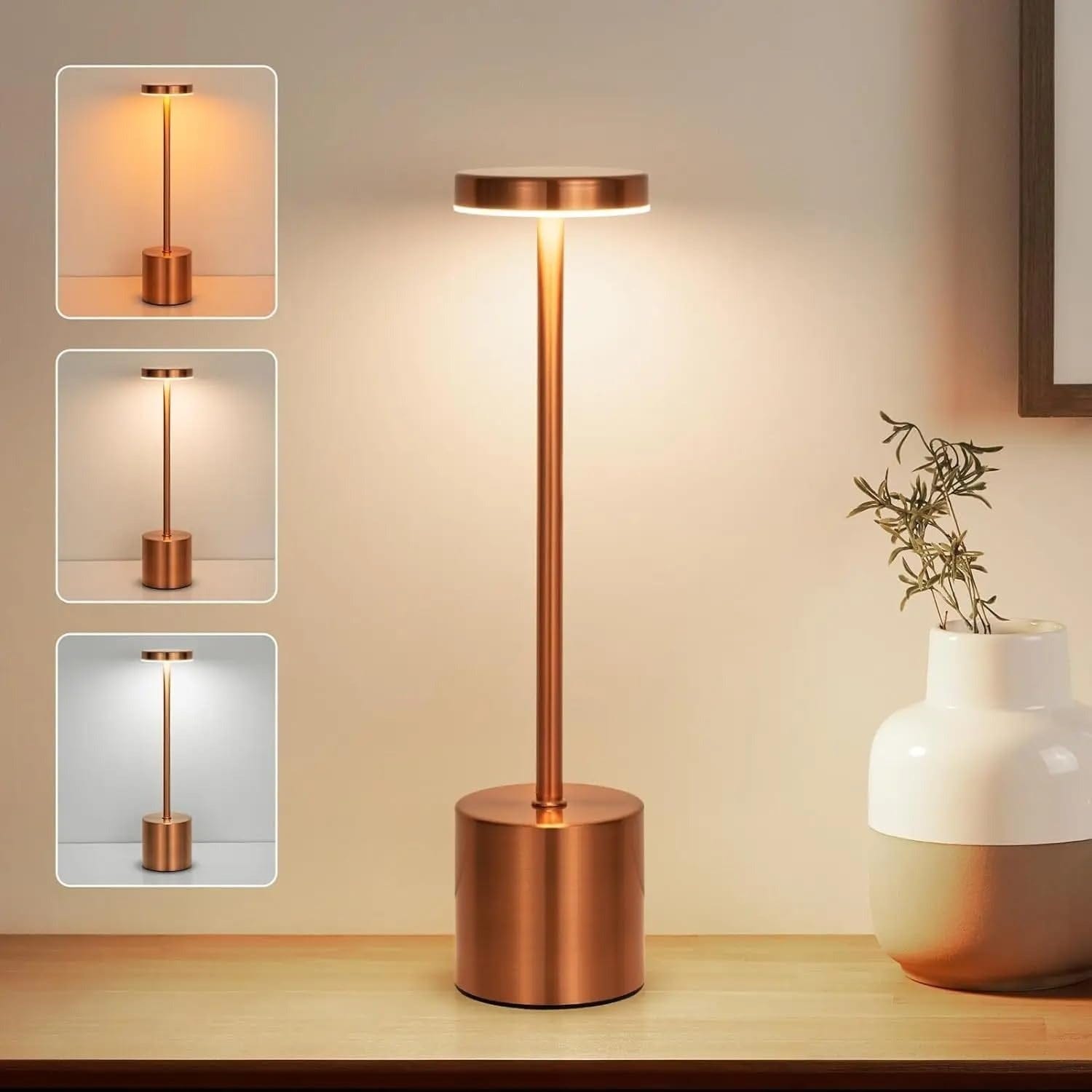 LampeHub Lampe de chevet Tactile Sans-fil Doré