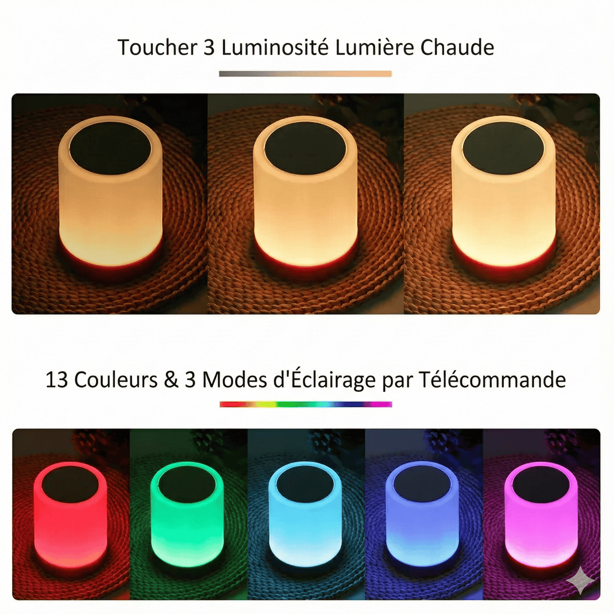 LampeHub Lampe de chevet Veilleuse Tactile RGB