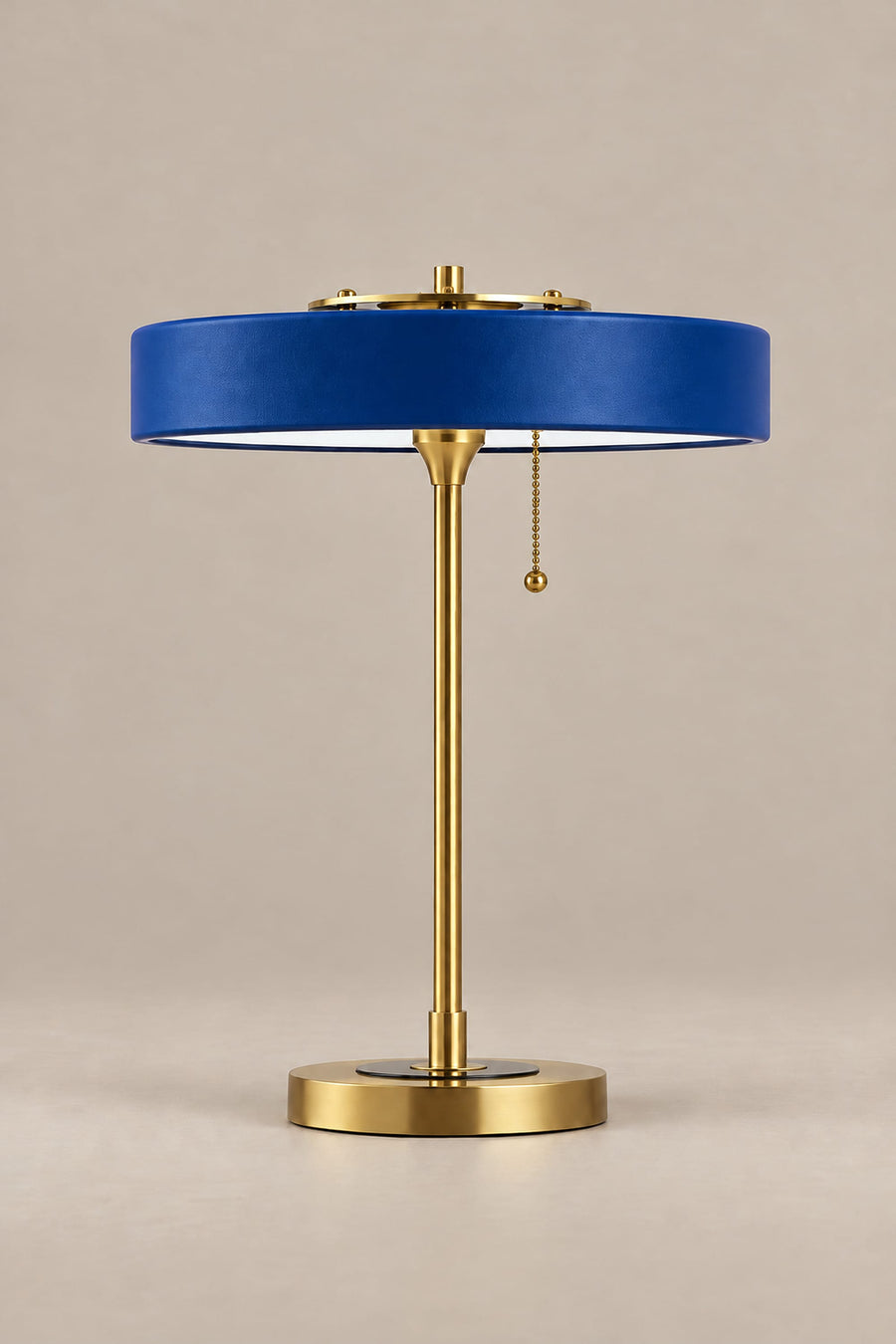 Lampe de Table Bauhaus Disque Bleu – Lampe à Poser Design Pied Laiton