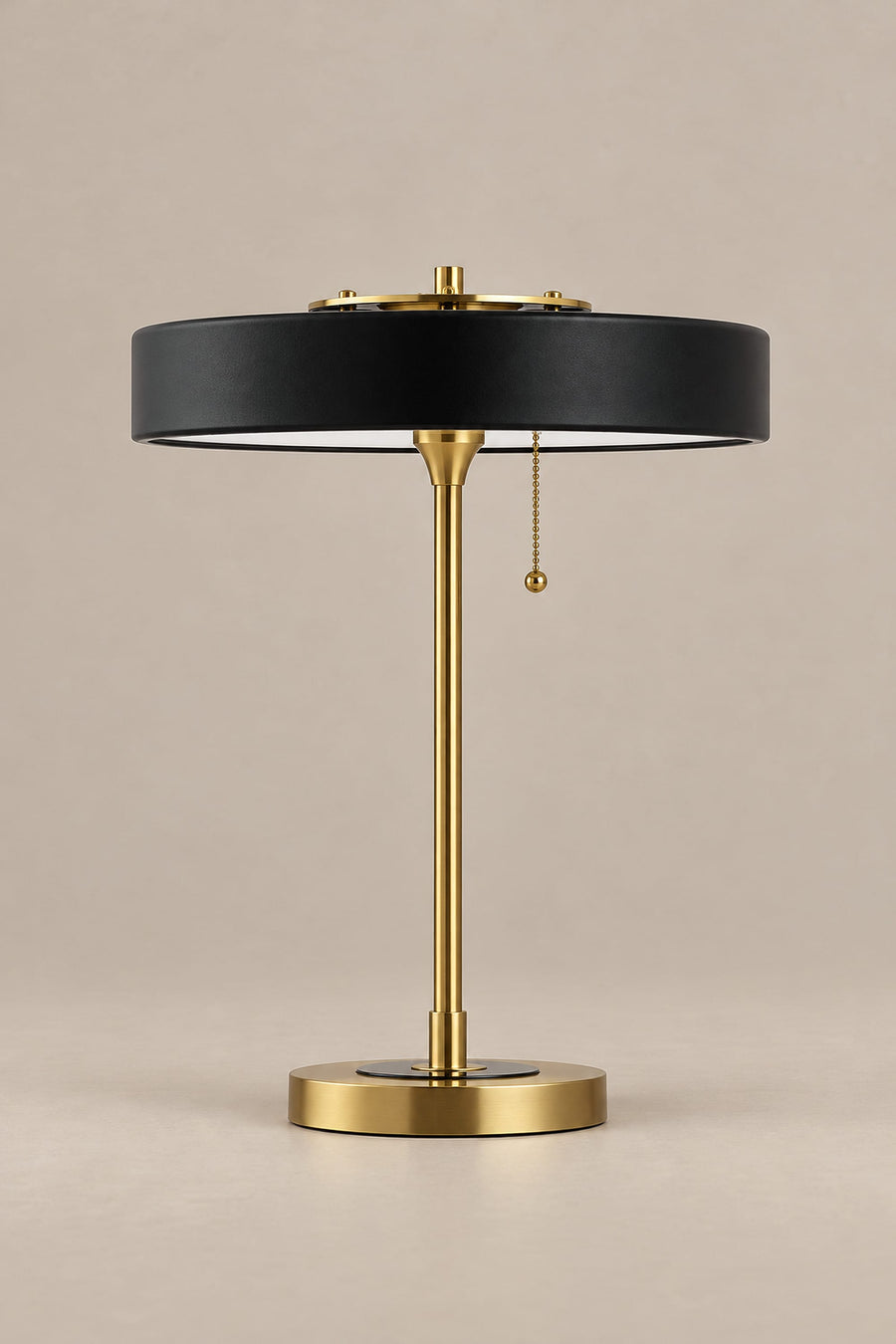 Lampe de Table Bauhaus Disque Noir – Lampe à Poser Design Pied Laiton