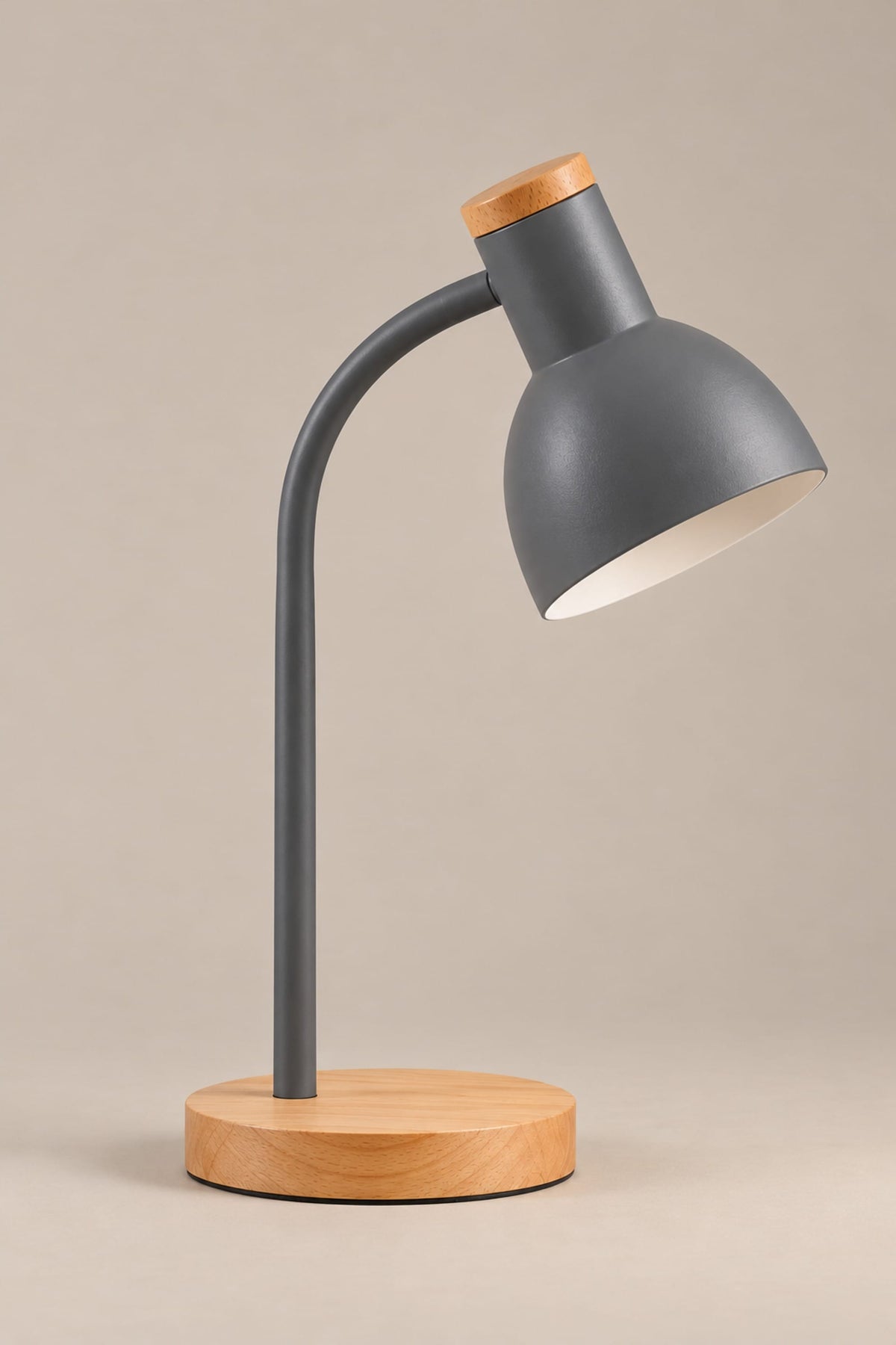 LampeHub Lampe Gris Lampe de Lecture Col de Cygne – Métal et Bois