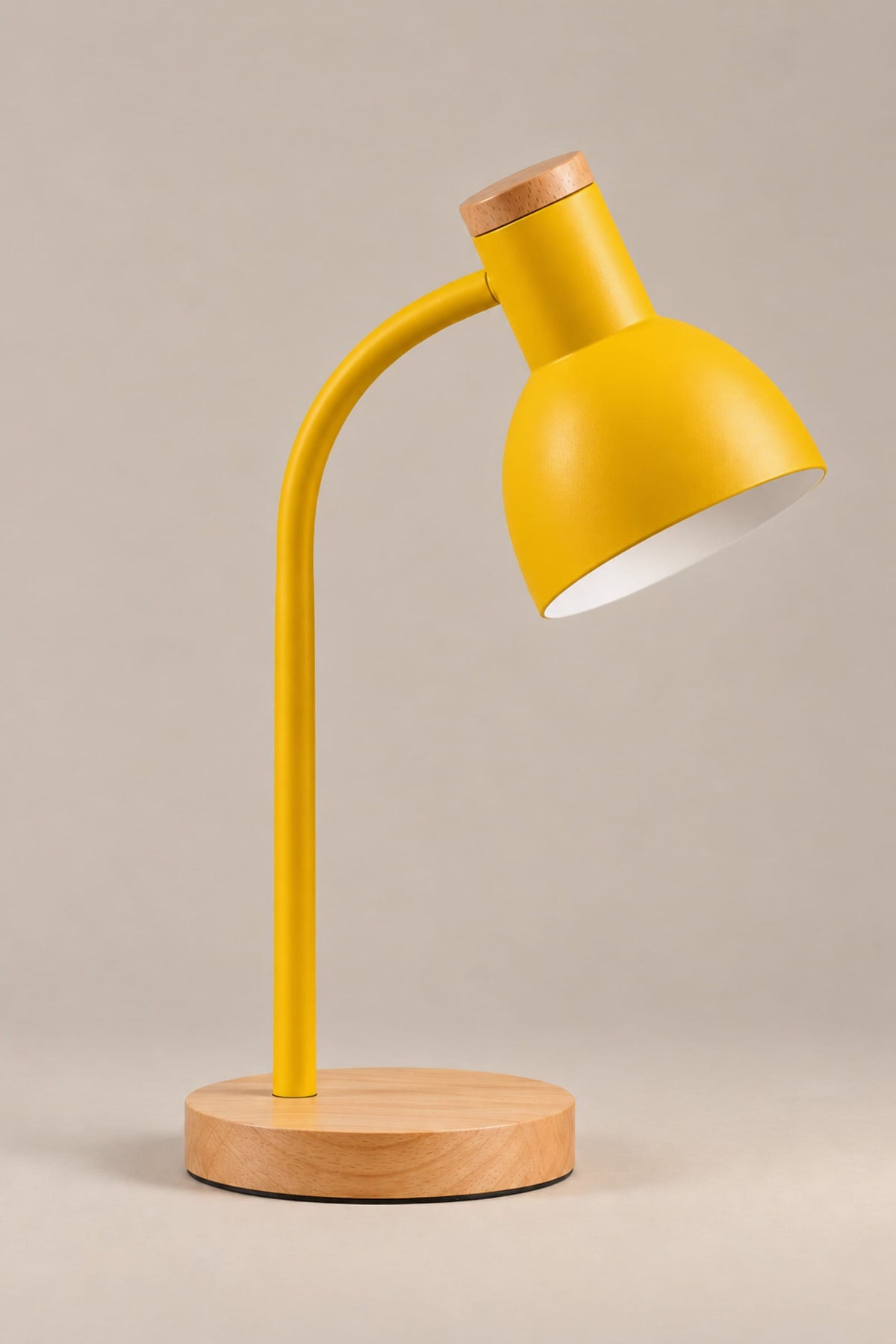 LampeHub Lampe Jaune Lampe de Lecture Col de Cygne – Métal et Bois