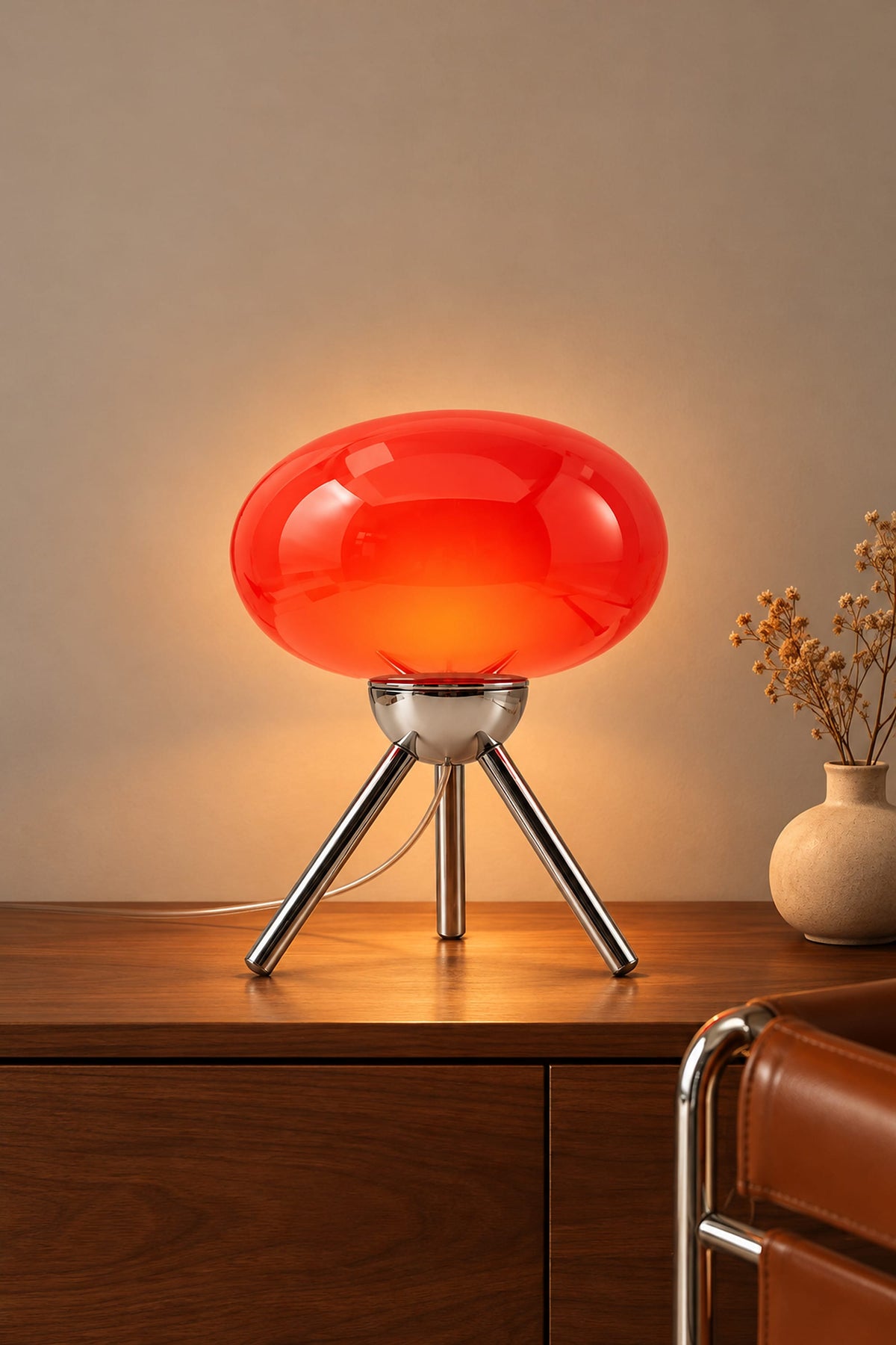 LampeHub Lampe Lampe Bauhaus Boule de Verre sur Trépied – Rouge ou Verte