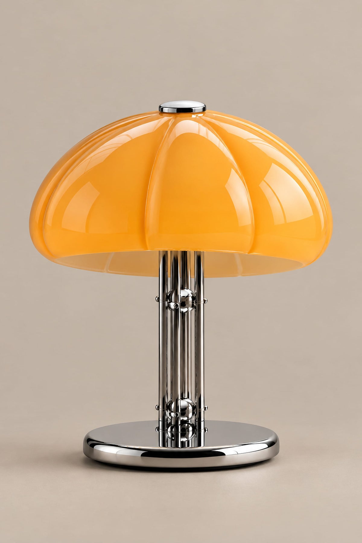 LampeHub Lampe Lampe Bauhaus Champignon Orange – Pied Chromé