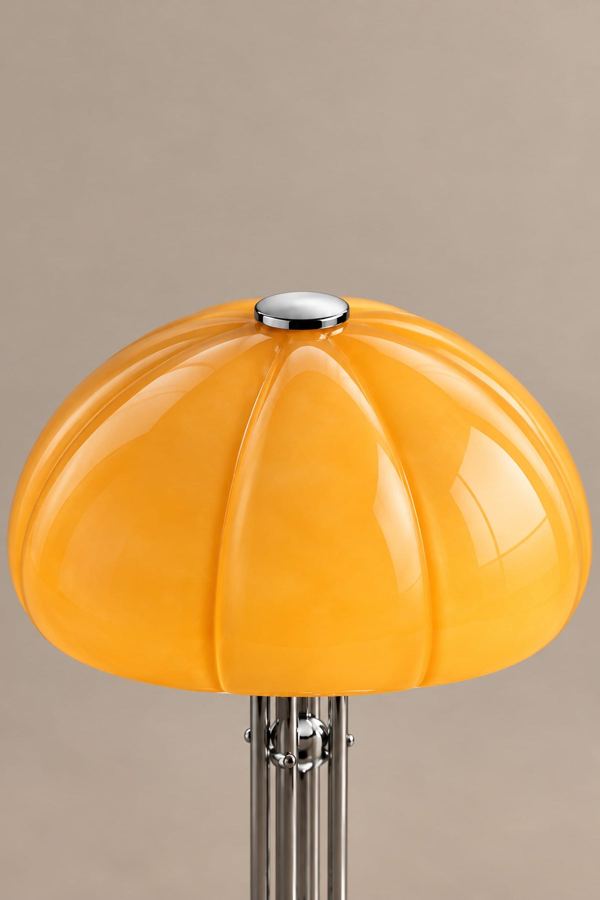 LampeHub Lampe Lampe Bauhaus Champignon Orange – Pied Chromé