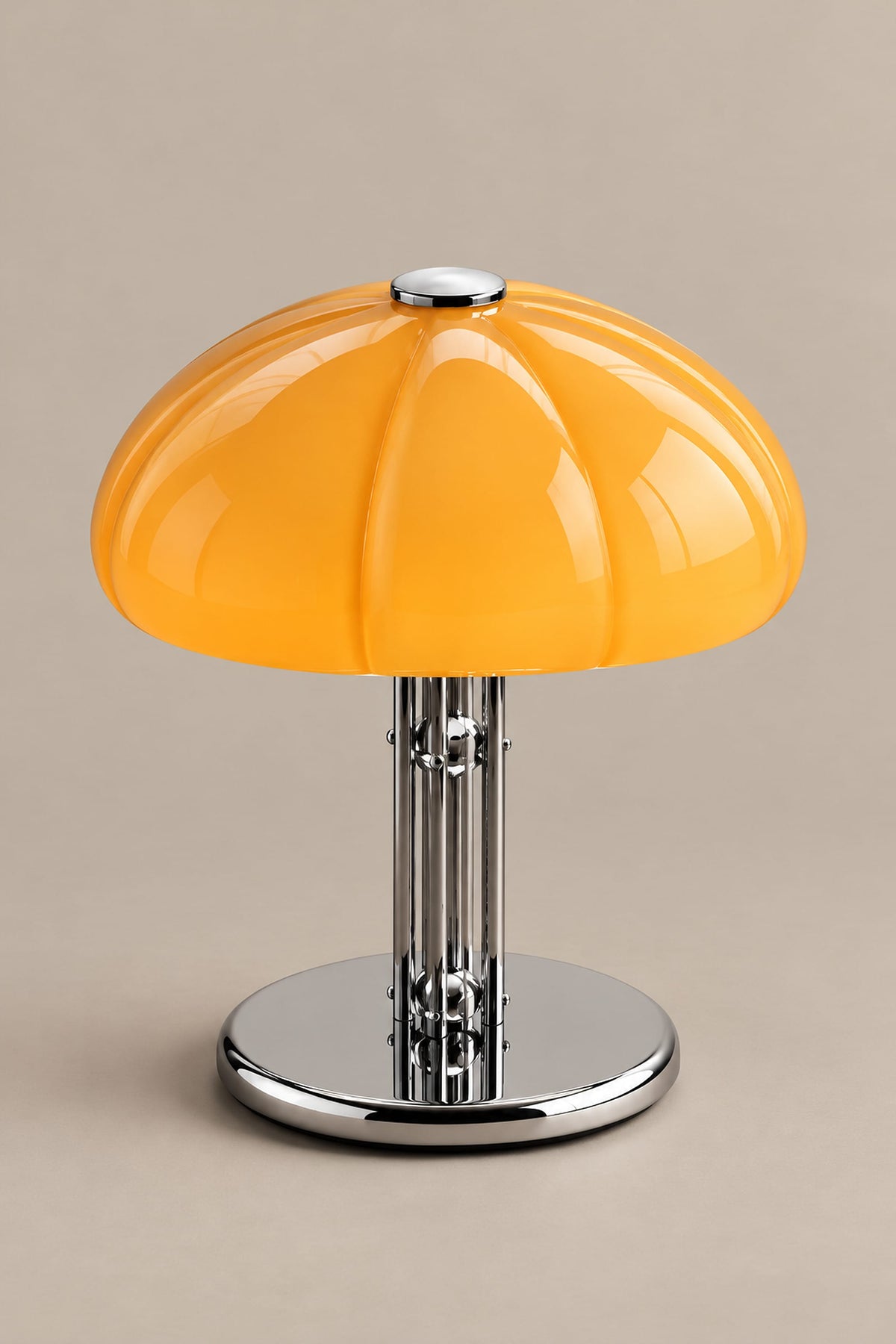 LampeHub Lampe Lampe Bauhaus Champignon Orange – Pied Chromé