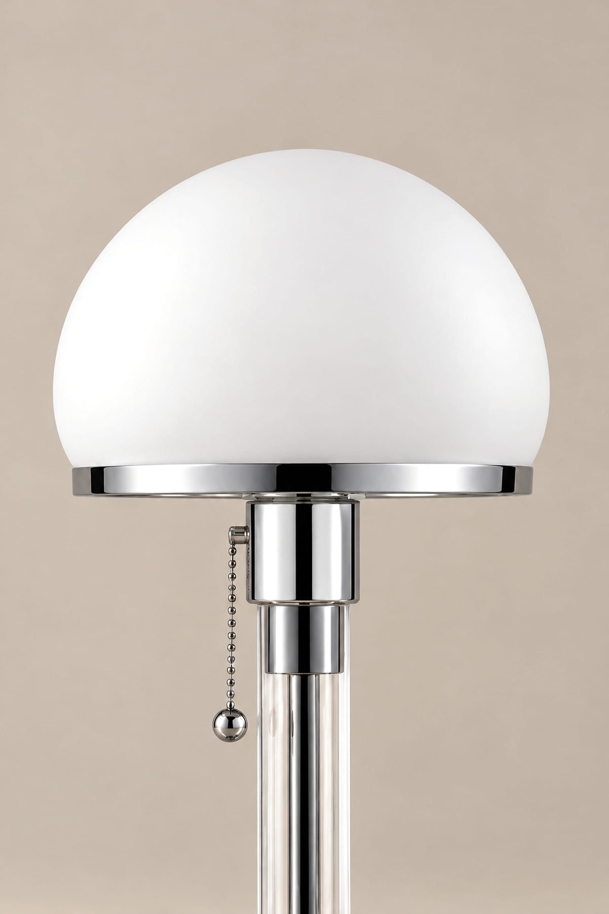 LampeHub Lampe Lampe Bauhaus Dôme Opalin – Lampe de Table Verre et Chrome