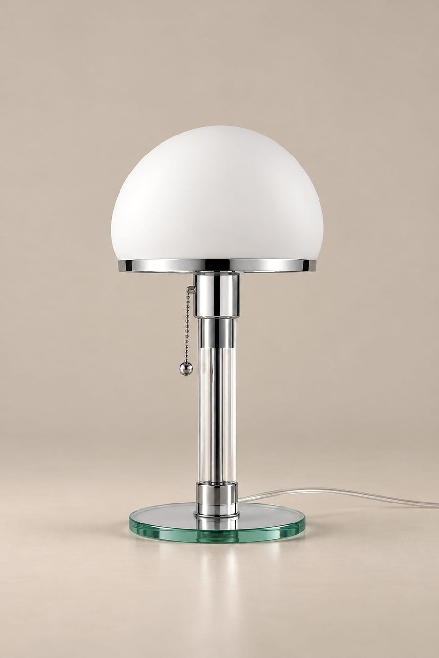 Lampe Bauhaus Dôme Opalin – Lampe de Table Verre et Chrome