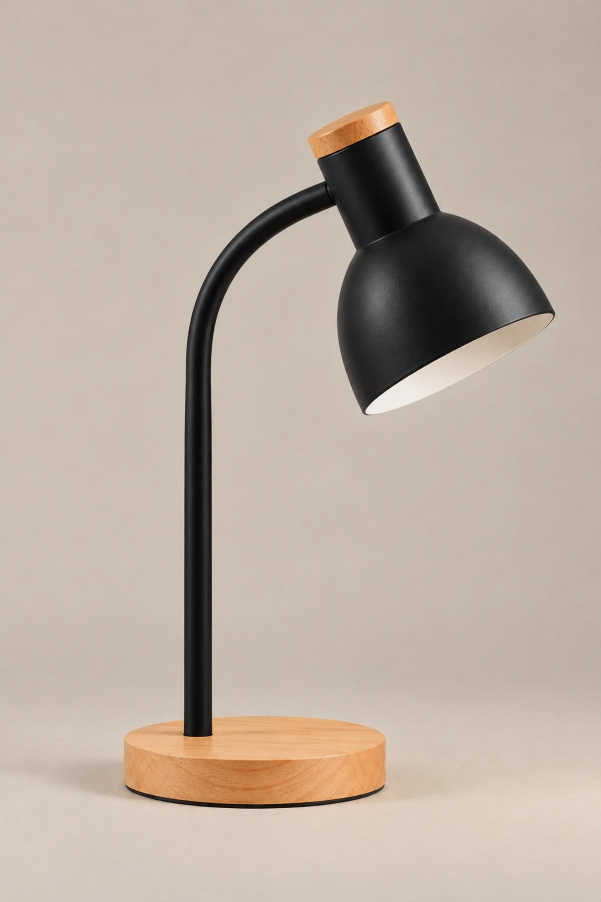 LampeHub Lampe Noir Lampe de Lecture Col de Cygne – Métal et Bois